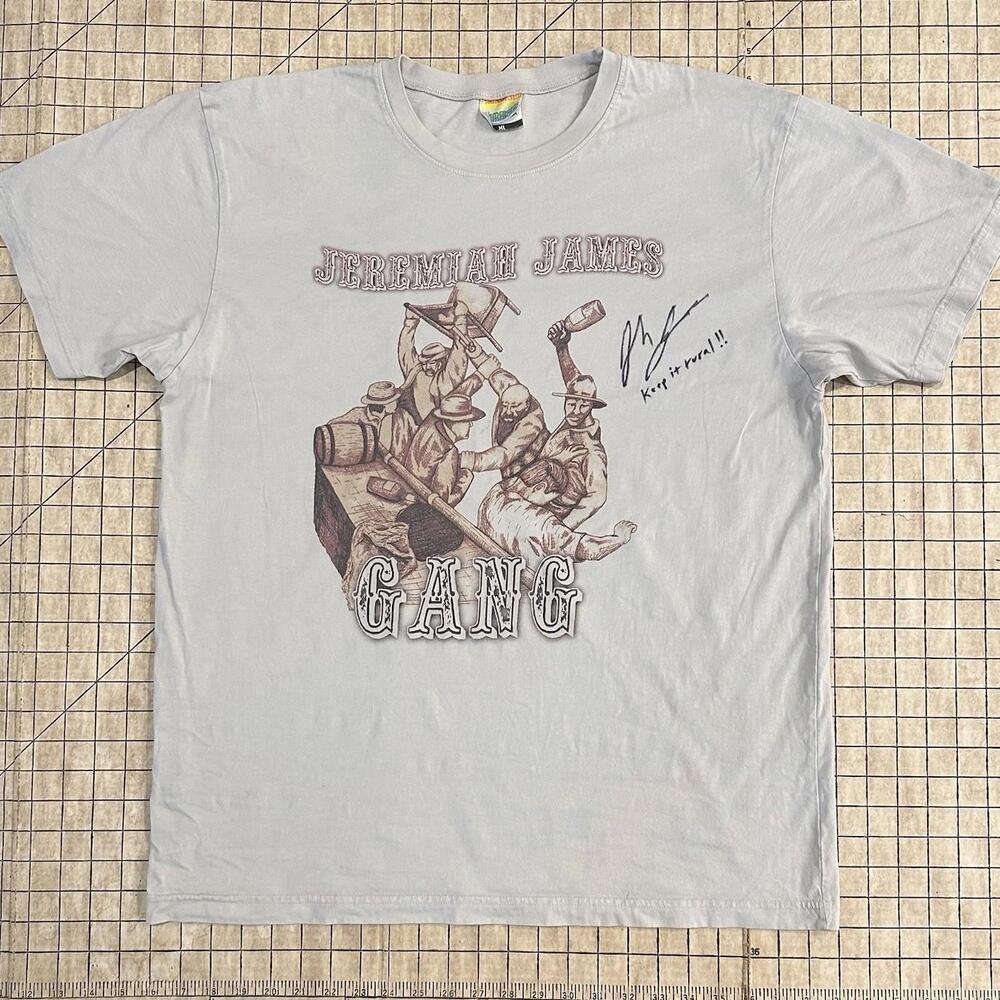 Jeremiah James Gang T-Shirt Men's XL Autographed Concert Music Band Tee Western